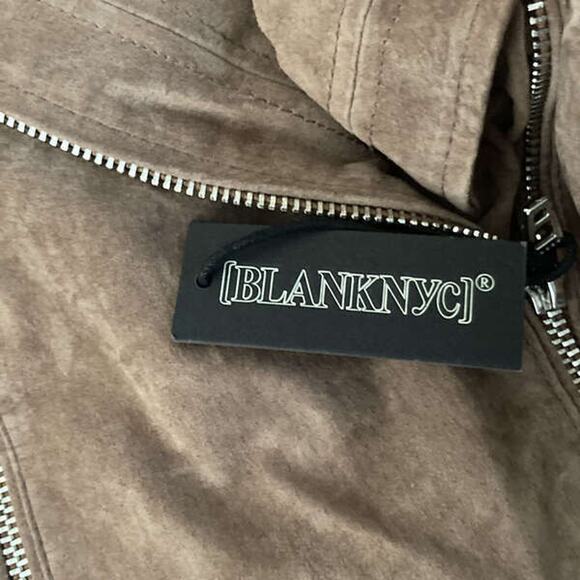 NEW BLANK NYC WOMEN'S BROWN LEATHER LONG SLEEVE ZIPPED MOTO JACKET SIZE S - Picture 9 of 9